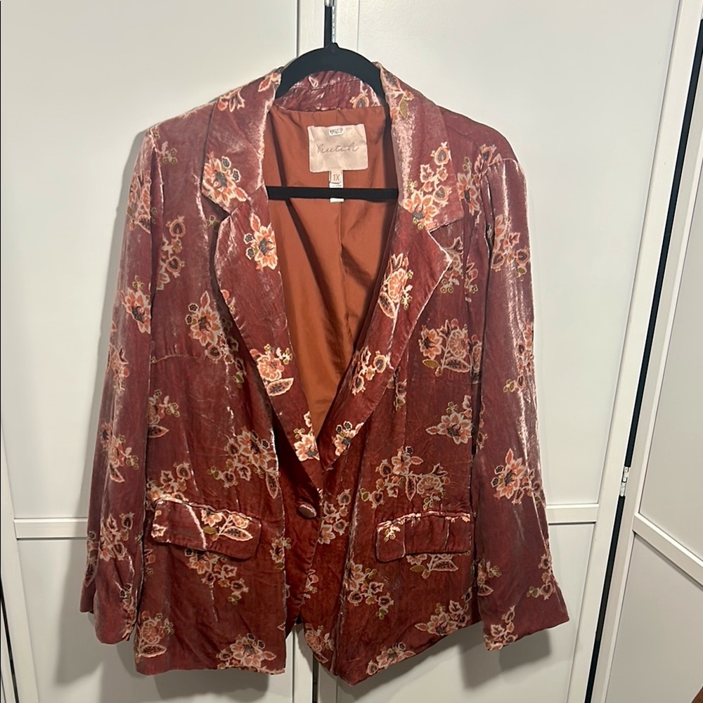 Hutch Rust Floral Velvet Blazer